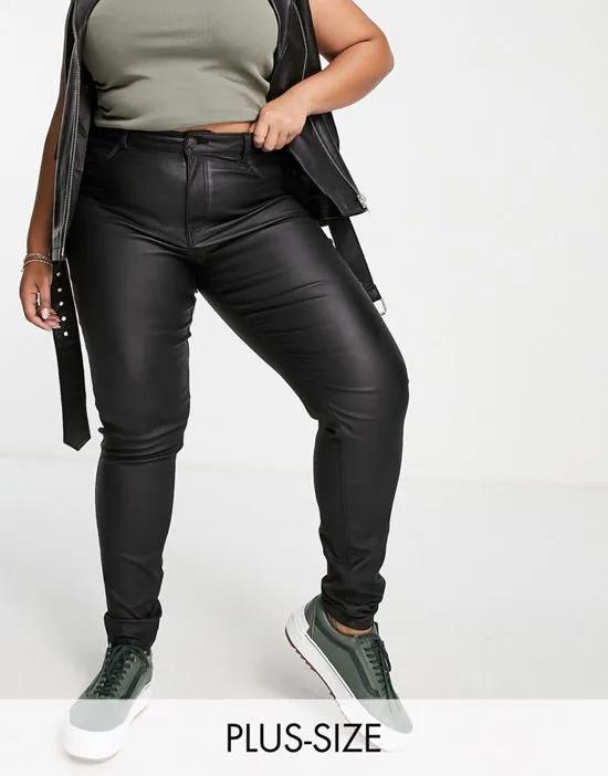 Callie coated skinny jeans in black