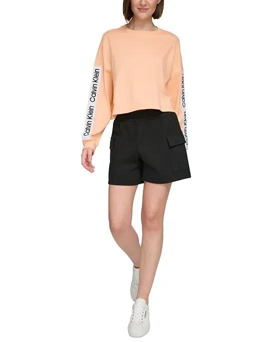 Calvin Klein Women's Cotton Logo-Sleeve Sweatshirt