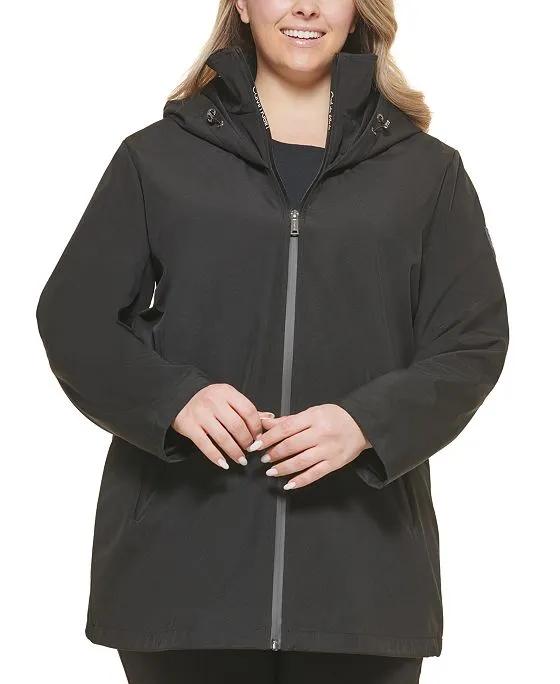 Calvin Klein Women's Plus Size Softshell Hooded Raincoat