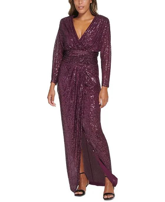 Calvin Klein Women's Sequined Banded-Waist Evening Gown