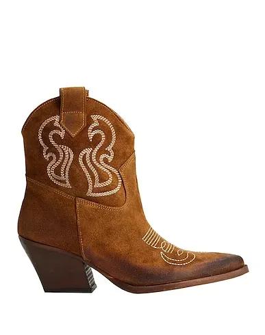 Camel Ankle boot LEATHER WESTERN ANKLE BOOT
