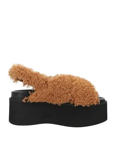 Camel Bouclé Sandals