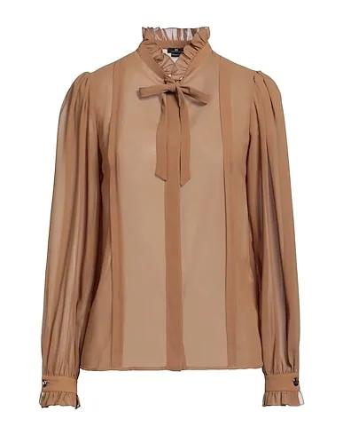 Camel Chiffon Shirts & blouses with bow