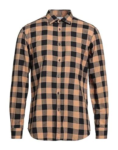 Camel Cotton twill Checked shirt