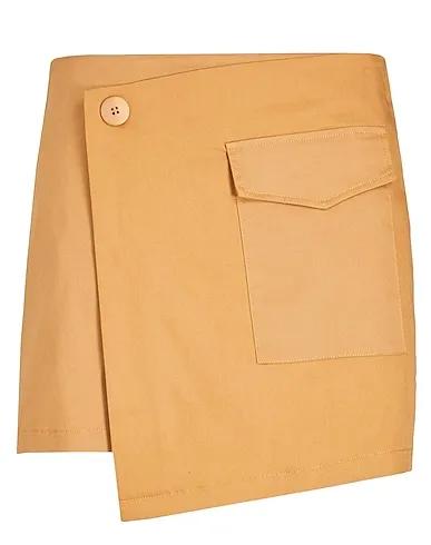 Camel Cotton twill Mini skirt COTTON WRAP MINI SKIRT
