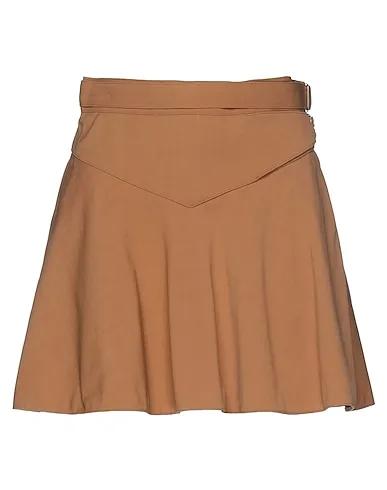 Camel Cotton twill Mini skirt