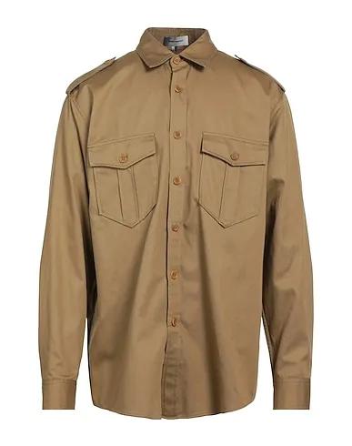 Camel Cotton twill Solid color shirt