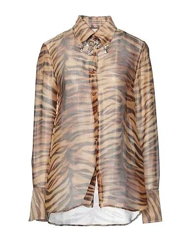 Camel Crêpe Patterned shirts & blouses