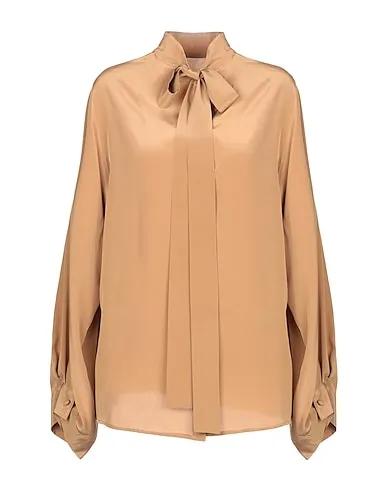 Camel Crêpe Shirts & blouses with bow