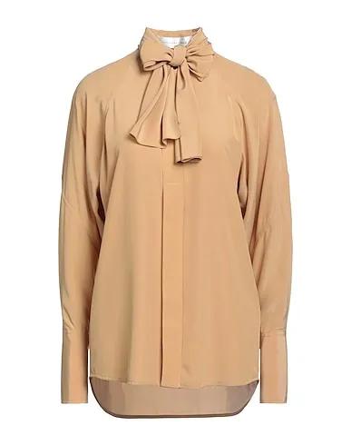 Camel Crêpe Shirts & blouses with bow