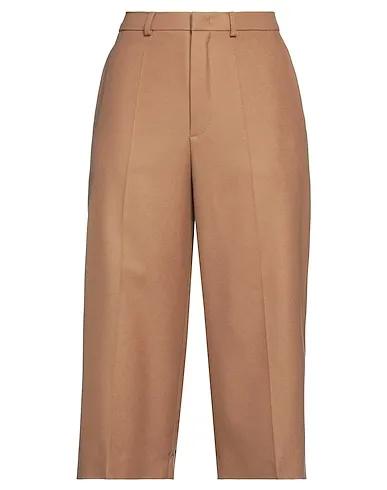 Camel Flannel Cropped pants & culottes