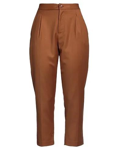 Camel Flannel Cropped pants & culottes