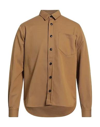 Camel Gabardine Solid color shirt