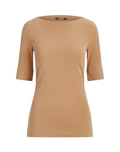 Camel Jersey Basic T-shirt COTTON BOATNECK TOP