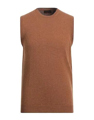 Camel Knitted Sleeveless sweater