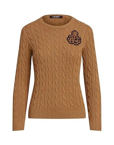 Camel Knitted Sweater BULLION CABLE-KNIT COTTON SWEATER

