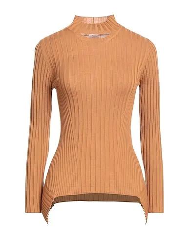 Camel Knitted Turtleneck CASHMERE TOP LONG SLEEVES
