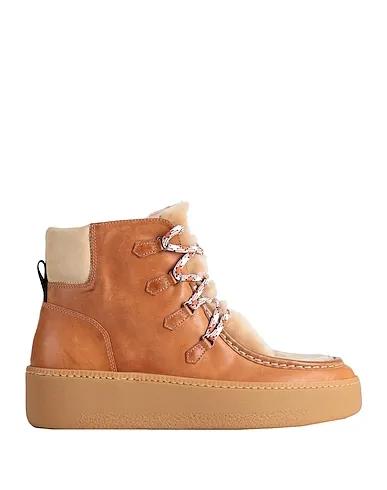 Camel Leather Ankle boot SHEEPSKIN MID COURT OHIO 
