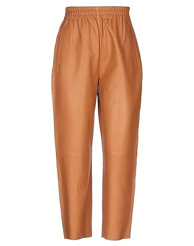 Camel Leather Cropped pants & culottes