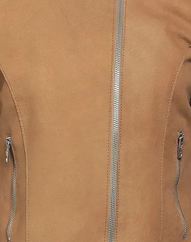 Camel Leather Double breasted pea coat