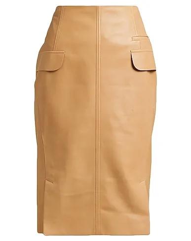 Camel Leather Midi skirt