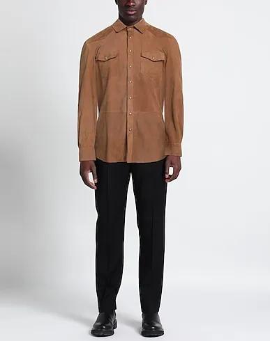 Camel Leather Solid color shirt