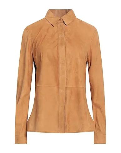 Camel Leather Solid color shirts & blouses