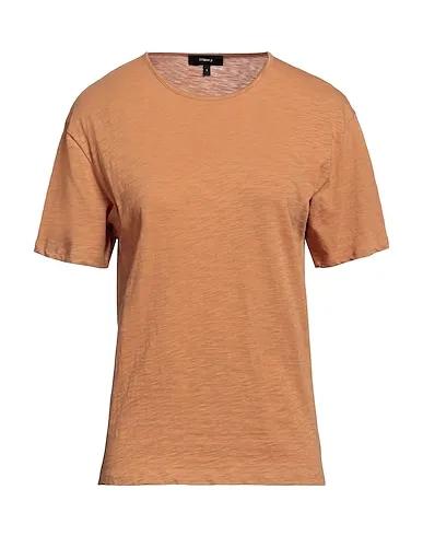 Camel Plain weave Basic T-shirt