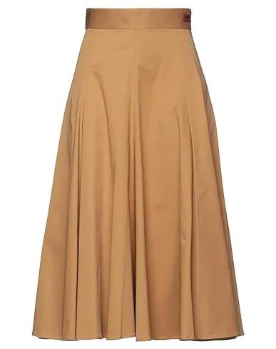 Camel Plain weave Midi skirt