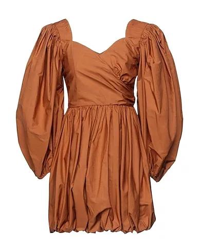 Camel Plain weave Short dress