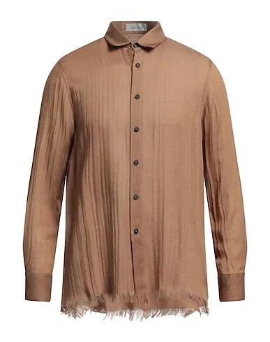 Camel Plain weave Solid color shirt