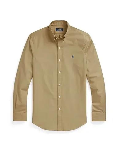 Camel Poplin Solid color shirt