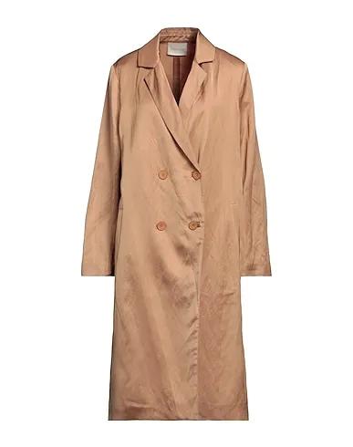 Camel Satin Double breasted pea coat