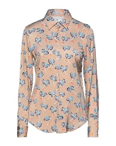 Camel Satin Floral shirts & blouses