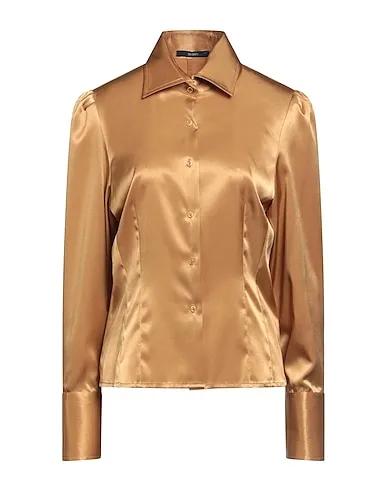 Camel Satin Solid color shirts & blouses