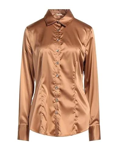 Camel Satin Solid color shirts & blouses