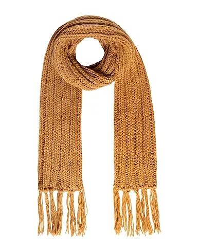 Camel Scarves and foulards RIBBED CHUNKY KNIT FRINGED SCARF
