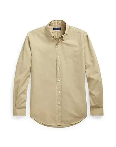 Camel Solid color shirt SLIM FIT GARMENT-DYED TWILL SHIRT
