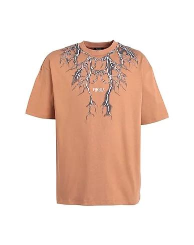 Camel T-shirt TERRACOTTA T-SHIRT WITH GREY LIGHTNING PRINT
