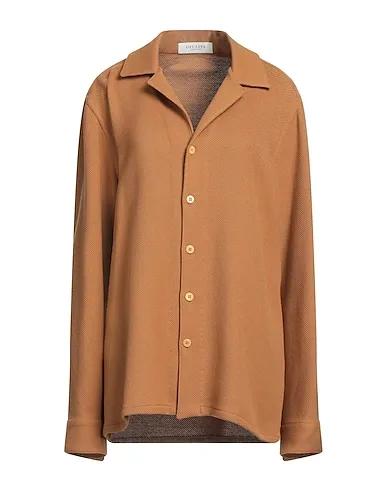 Camel Tweed Solid color shirts & blouses