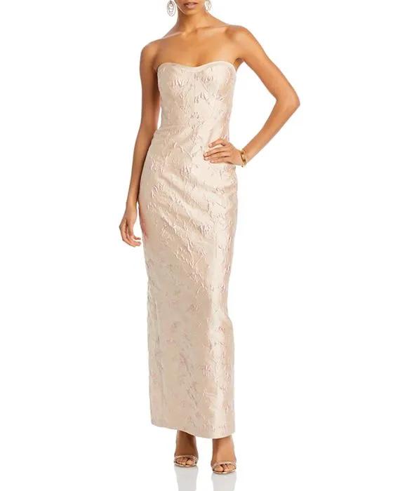 Camellia Jacquard Strapless Gown
