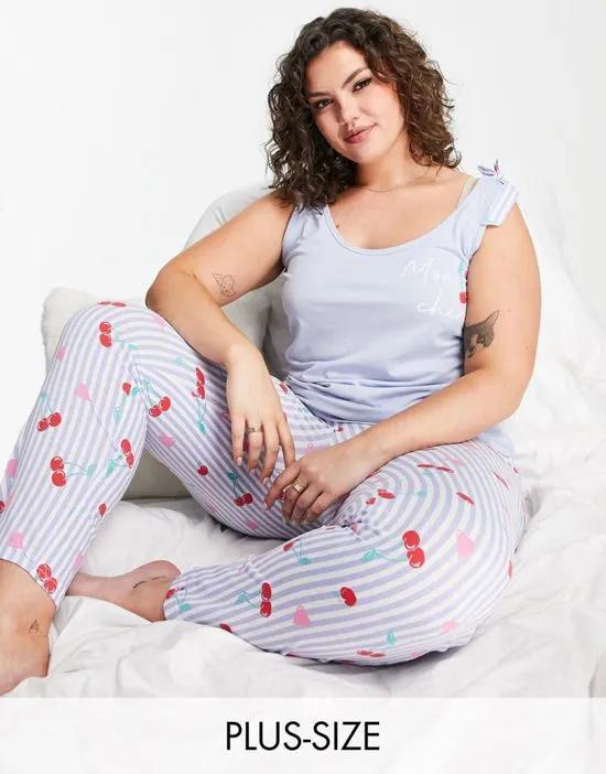 Cami And Pants Pajama Set In Cherry Print