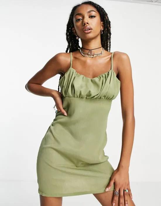 cami crinkle mini dress in sage green - part of a set