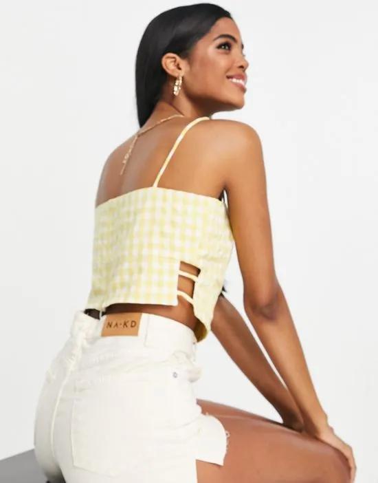 cami crop top in yellow gingham print