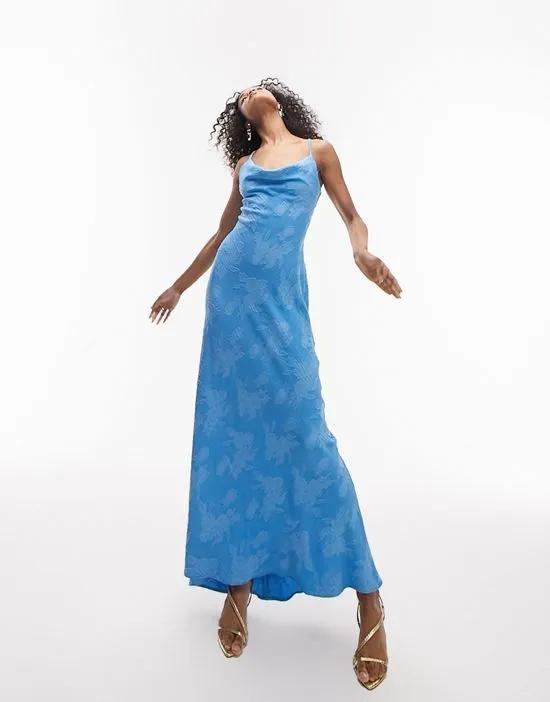cami jacquard maxi dress in cornflower blue