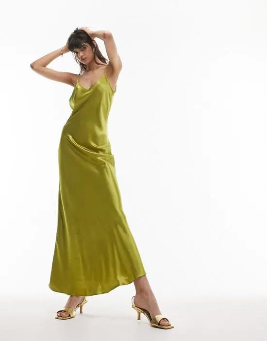 cami maxi dress in chartreuse
