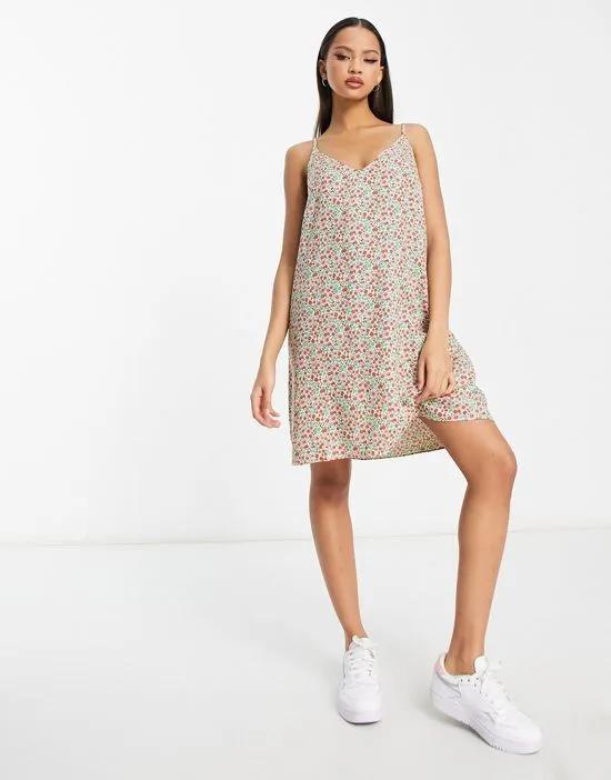 cami mini beach sundress in ditsy vintage floral