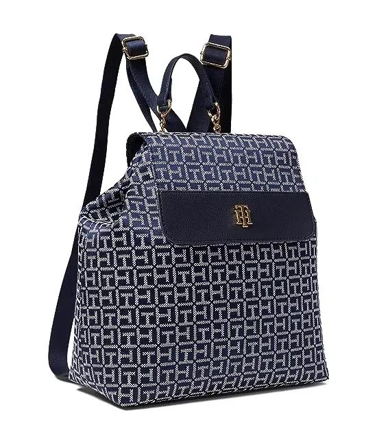 Camilla II Flap Backpack-Square Monogram Jacquard