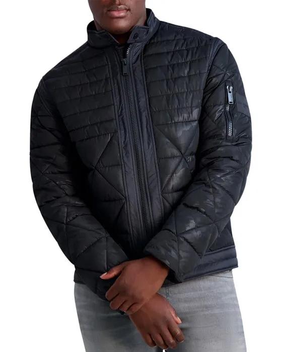 Camouflage Quilted Full Zip Puffer Jacket 