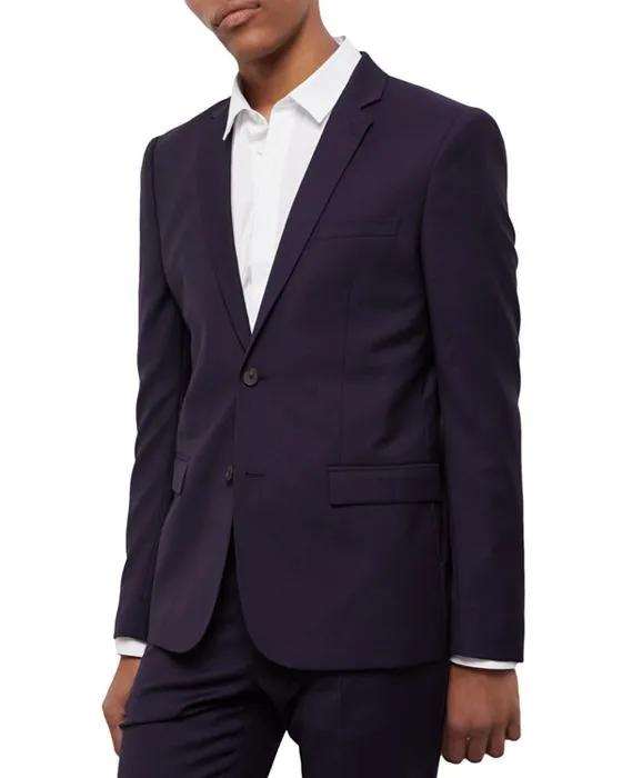 Canvas Fitted Wool Suit Jacket 